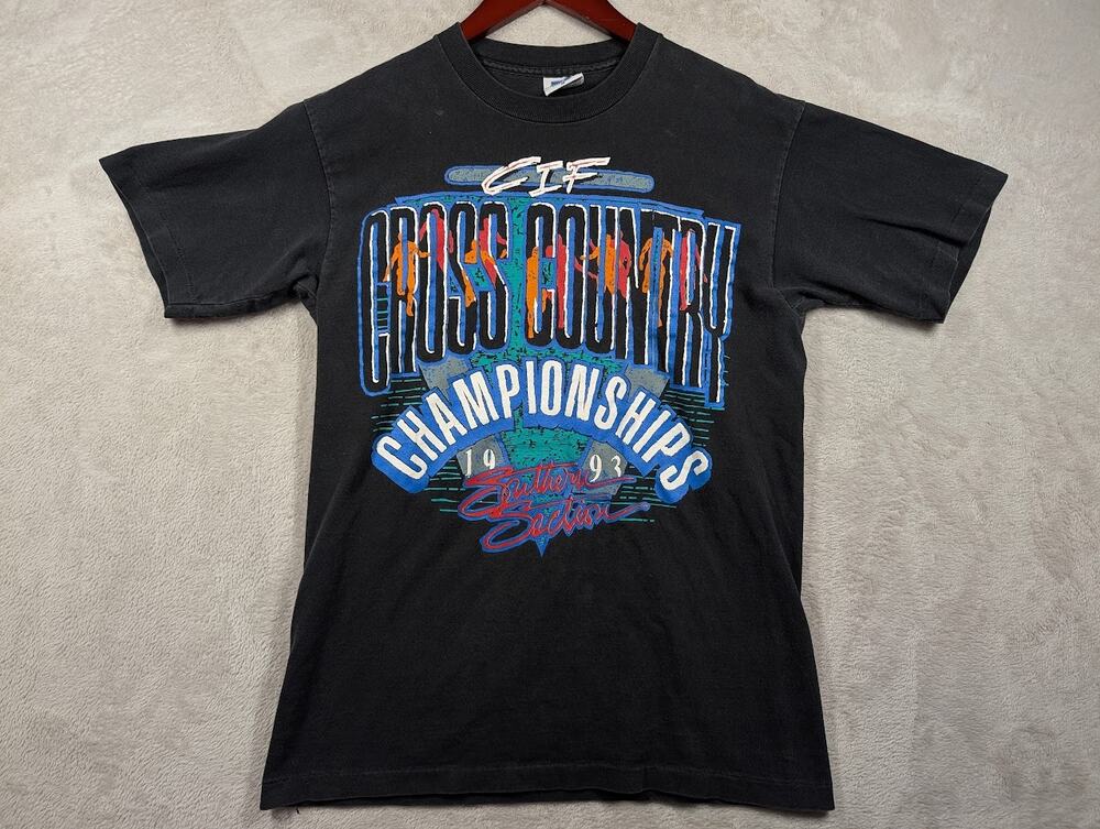 Vintage 1993 Cross Country CIF Black Shirt Southern Sector Size MEDIUM Single St